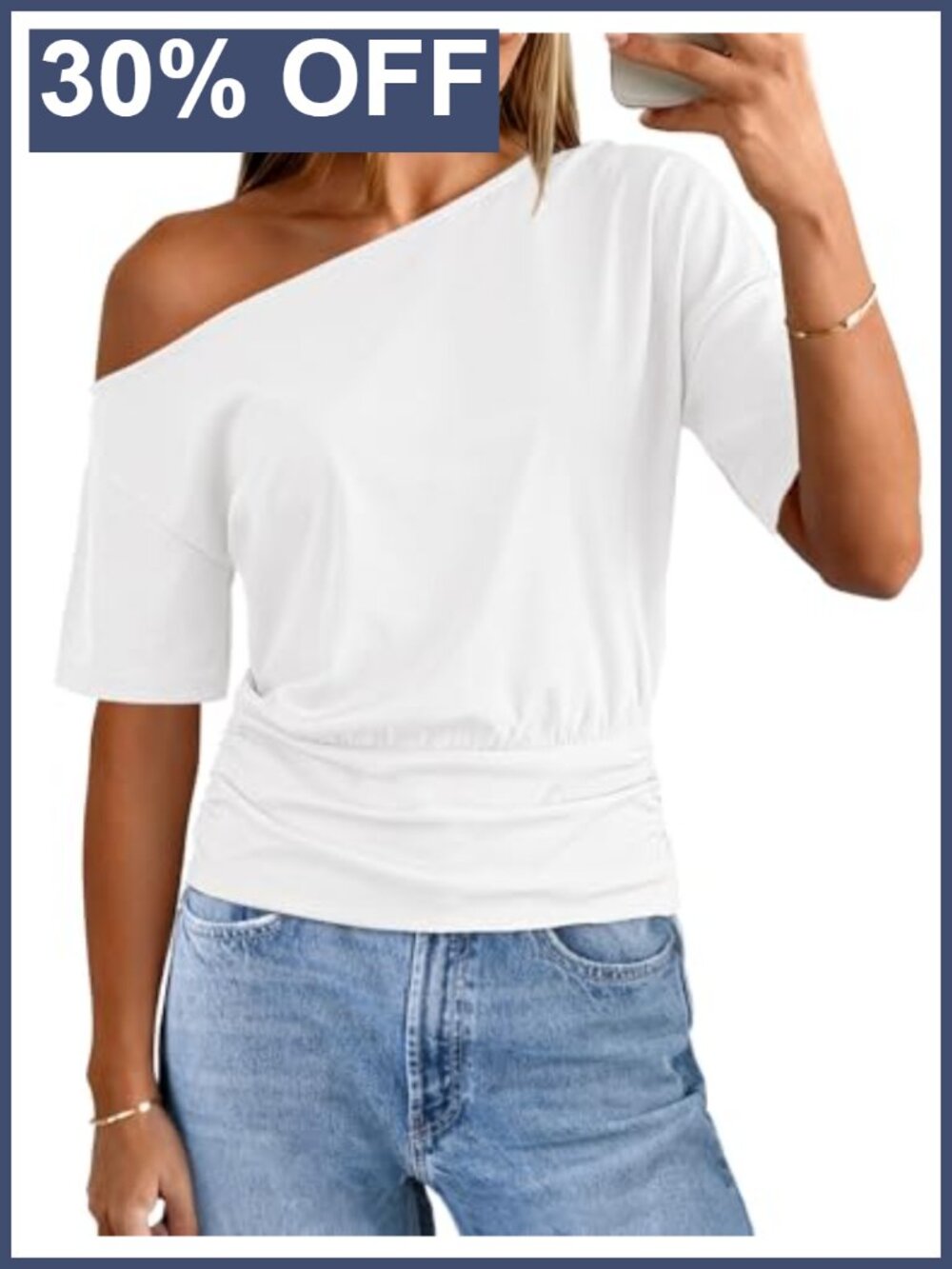 Women's Off Shoulder One Shoulder Short Sleeve Top